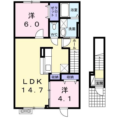 シェーネ ブリーゼ(2LDK/2階)の間取り写真