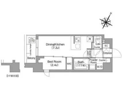 コンフォリア・リヴ新中野サウス(1DK/1階)の間取り写真