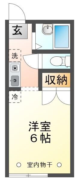 吉野ハイツB(ワンルーム/1階)の間取り写真