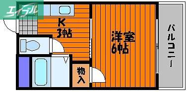 富田ハイツ(1K/1階)の間取り写真