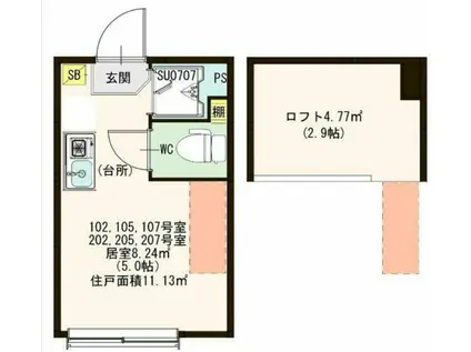 ハーモニーテラス南阿佐ヶ谷(ワンルーム/1階)の間取り写真