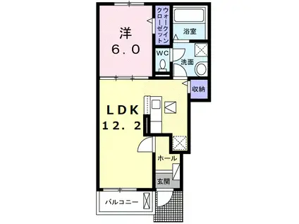 ブラン ノワール(1LDK/1階)の間取り写真