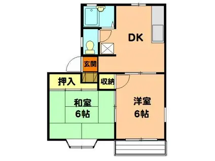 シャンボール内谷(2DK/2階)の間取り写真