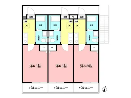 WAONETTE 相南(1K/2階)の間取り写真