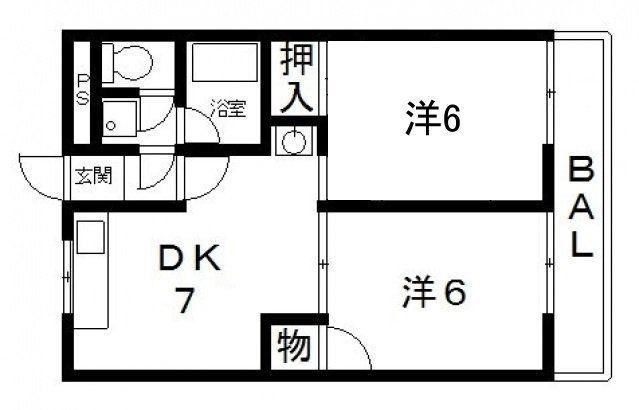 ドゥエル志紀(2DK/1階)の間取り写真