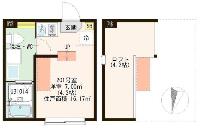 ハーモニーテラス青戸II(ワンルーム/2階)の間取り写真