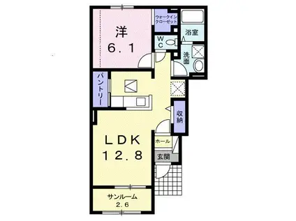 メゾンフランC(1LDK/1階)の間取り写真