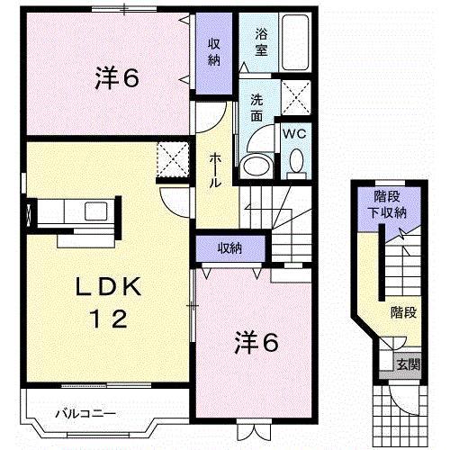 アネーロ(2LDK/2階)の間取り写真
