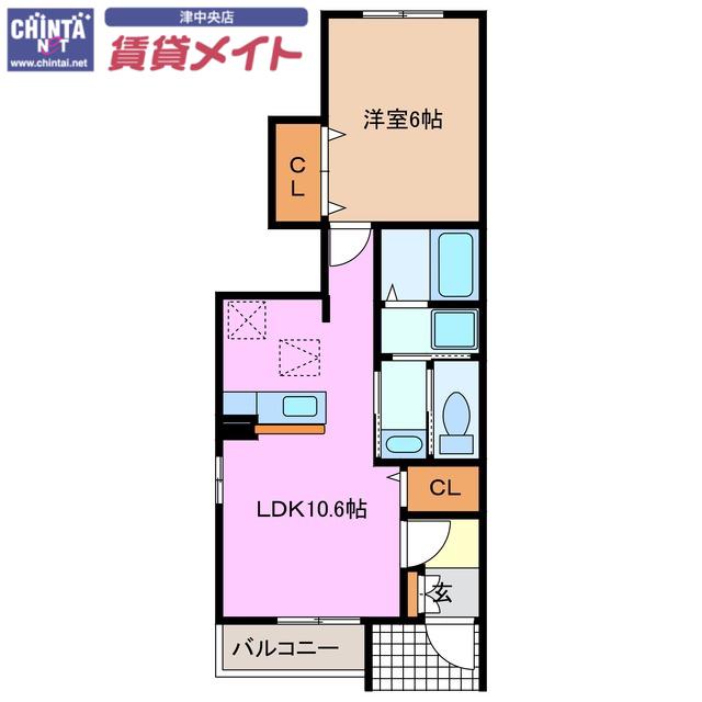 グリーンコーポB棟(1LDK/1階)の間取り写真
