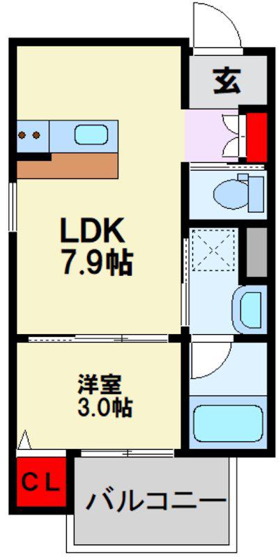 重住3丁目アパート(1LDK/2階)の間取り写真