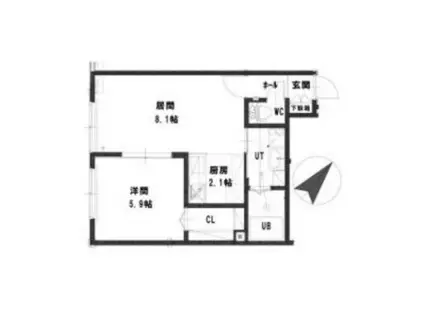 パストラーレ南郷通南(1LDK/1階)の間取り写真