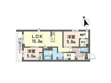 オーツー(2LDK/2階)の間取り写真