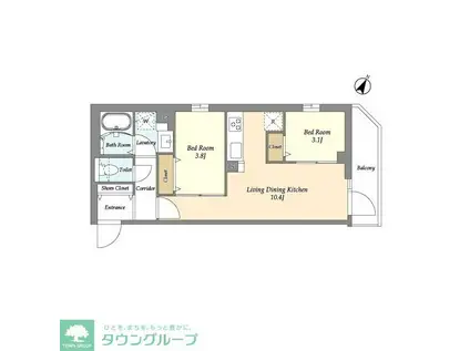 グランカーサ千駄木(2LDK/4階)の間取り写真