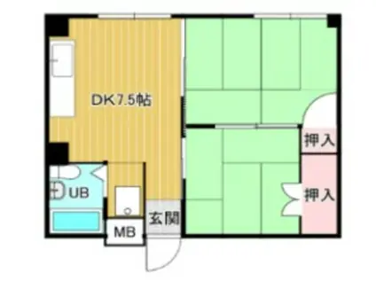 ロイヤルハイツ富士(2DK/7階)の間取り写真