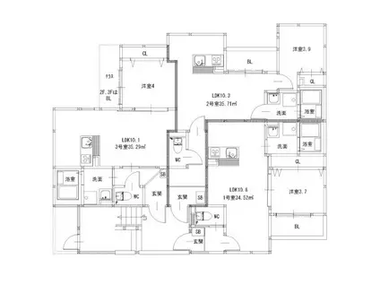 グランレーヴ梅林(1LDK/1階)の間取り写真