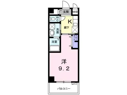 龍翔鳳舞(1K/3階)の間取り写真