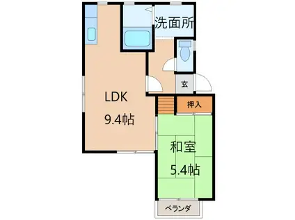 フレグランス築港(1LDK/2階)の間取り写真