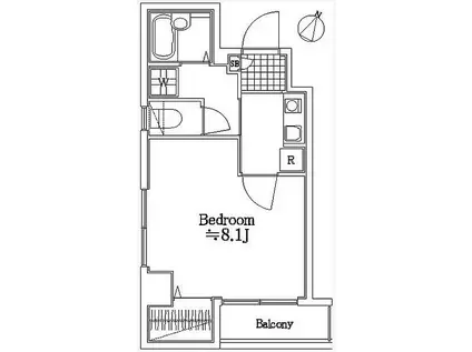プレールドゥーク用賀(1K/6階)の間取り写真