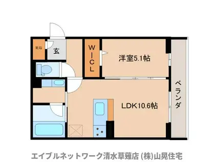 D CREST 中之郷2丁目(1LDK/3階)の間取り写真