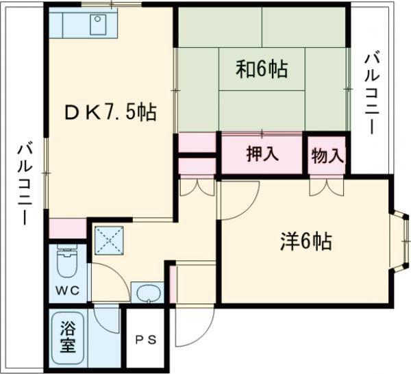 立花ハイツ(2DK/1階)の間取り写真