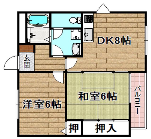 エトワールMTII(2DK/2階)の間取り写真