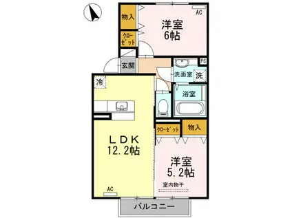 パースハイム A棟(2LDK/2階)の間取り写真