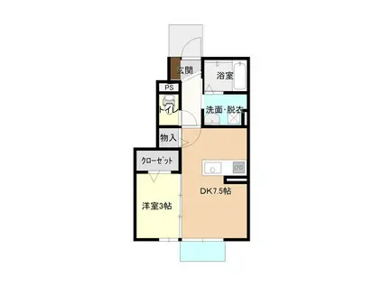 HOME3号棟(1DK/1階)の間取り写真