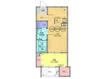 FSTYLE恵我之荘(1LDK/2階)の間取り写真