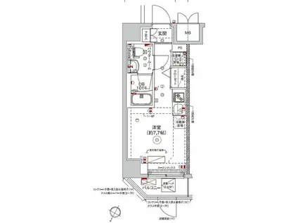 RELUXIA横濱西(ワンルーム/7階)の間取り写真