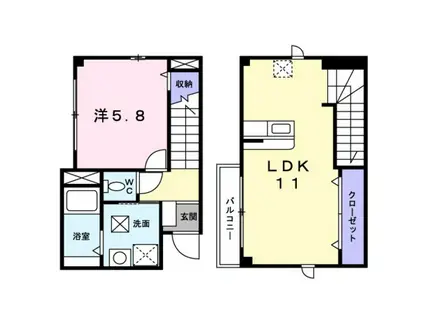 プリムローズ(1LDK/1階)の間取り写真