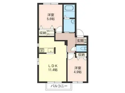 エムズヒル A棟(2LDK/2階)の間取り写真