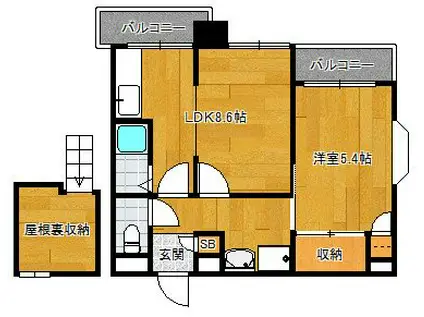 大橋ツインビル(1LDK/5階)の間取り写真