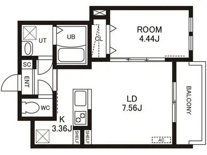 CHERIM竹下ウエスト(1LDK/3階)の間取り写真