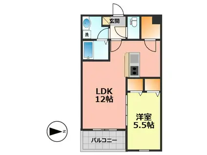 ジーメゾン西枇杷島プレフィエ(1LDK/1階)の間取り写真