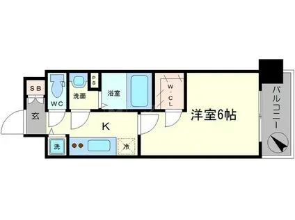 エステージ難波ウエスト(1K/13階)の間取り写真