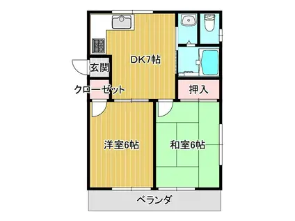 サンフォレスト(2DK/1階)の間取り写真