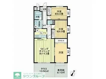 ライオンズマンション船橋飯山満台二番館(3LDK/1階)の間取り写真