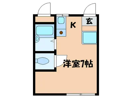 ヴィラ瀬田川(ワンルーム/2階)の間取り写真