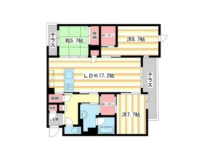 シャトードール プレミア(3LDK/1階)の間取り写真