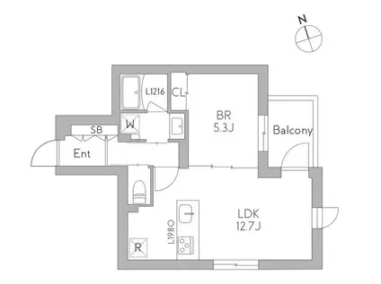 GRANDUO用賀7(1LDK/1階)の間取り写真