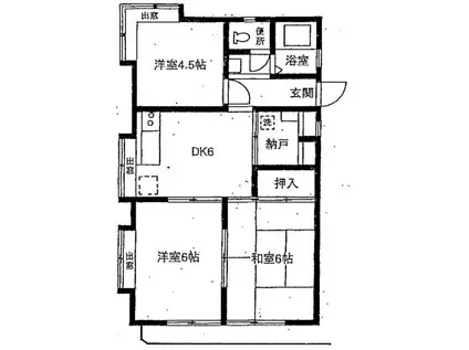 小山コーポ(3DK/3階)の間取り写真