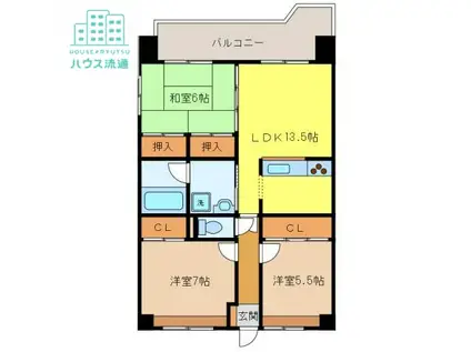 パインパレス(3LDK/5階)の間取り写真