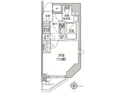 アイル両国弐番館(1K/6階)の間取り写真