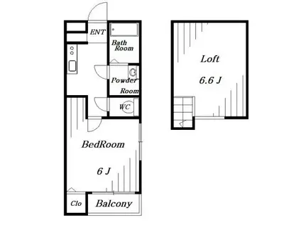 ウィッシュリバティ(1K/1階)の間取り写真