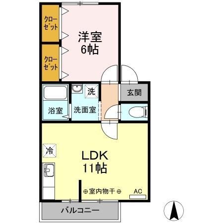エステート将軍野(1LDK/1階)の間取り写真