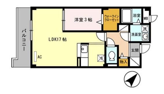 ヴァンエステート北在家(1LDK/3階)の間取り写真