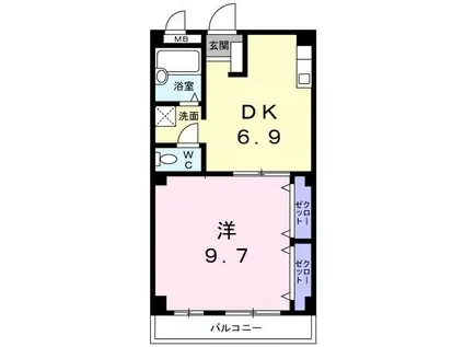 フィネス秋桜(1DK/2階)の間取り写真