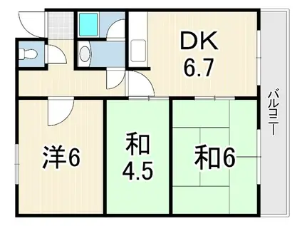 魚住コーポ B(3DK/4階)の間取り写真