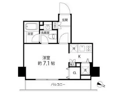 麻布十番レジデンス(ワンルーム/7階)の間取り写真