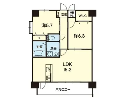 テクノパレス THE YUUKI(2LDK/8階)の間取り写真